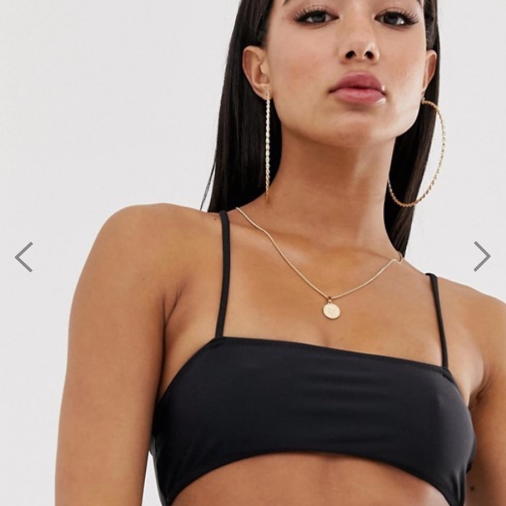 Misguided mix and match straps bikini top in black